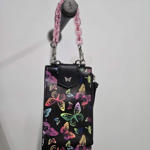 NWT No Boundaries Butterflies Crossbody Cellphone Holder Zipper Wallet - Picture 2 of 4